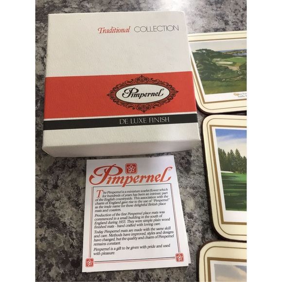 Vintage Pimpernel Deluxe Finish Traditional Collection 6 PC Coasters Original Bo - Picture 2 of 15